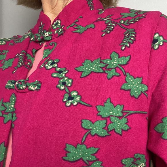 LZJN Women's Cotton linen Trench Coat Floral Print Long Jacket with Pockets 🩷💚 - Picture 11 of 13